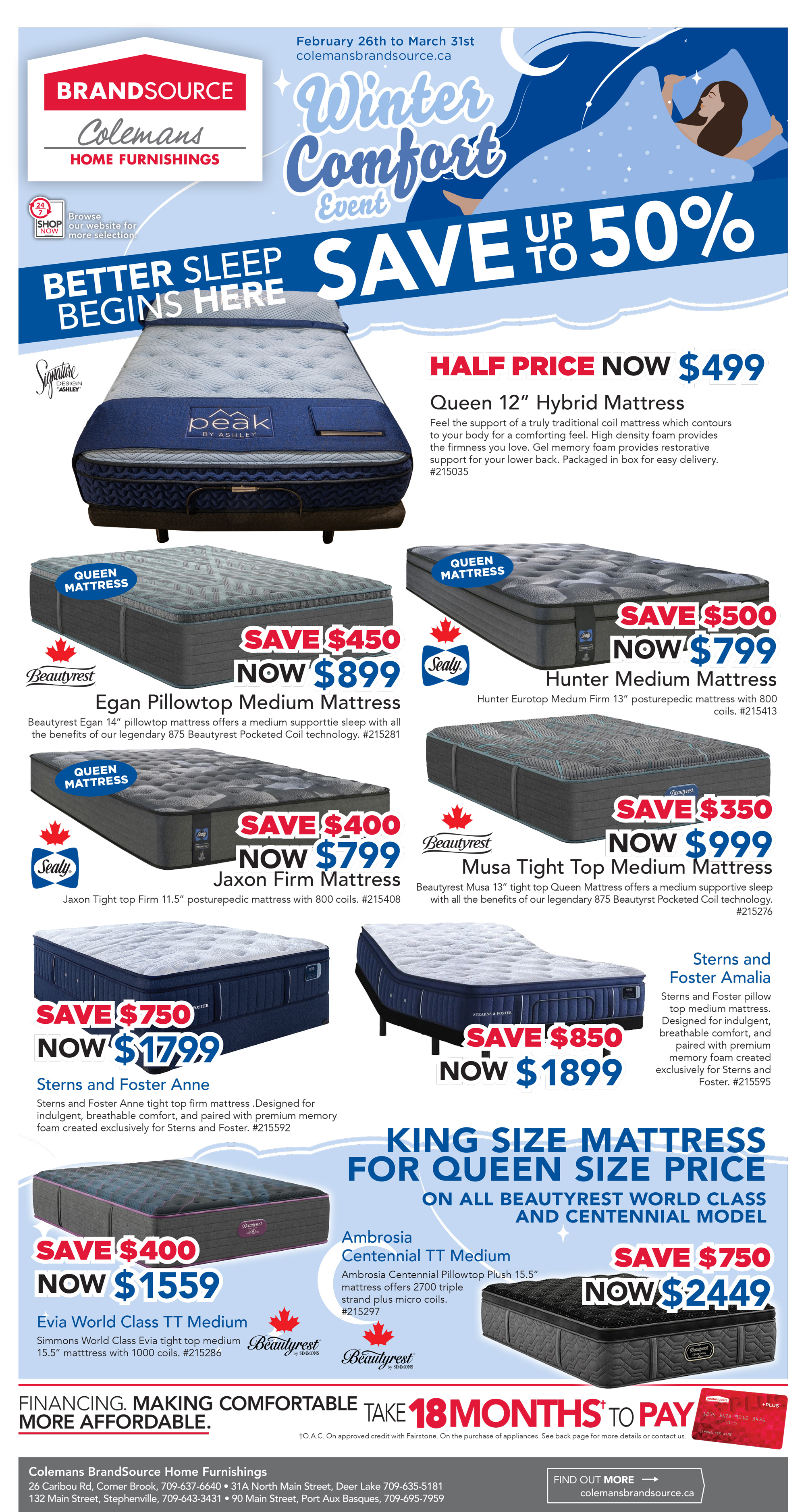 Winter Comfort Event! BETTER SLEEP BEGINS HERE SAVE UP TO 50% Page 1.