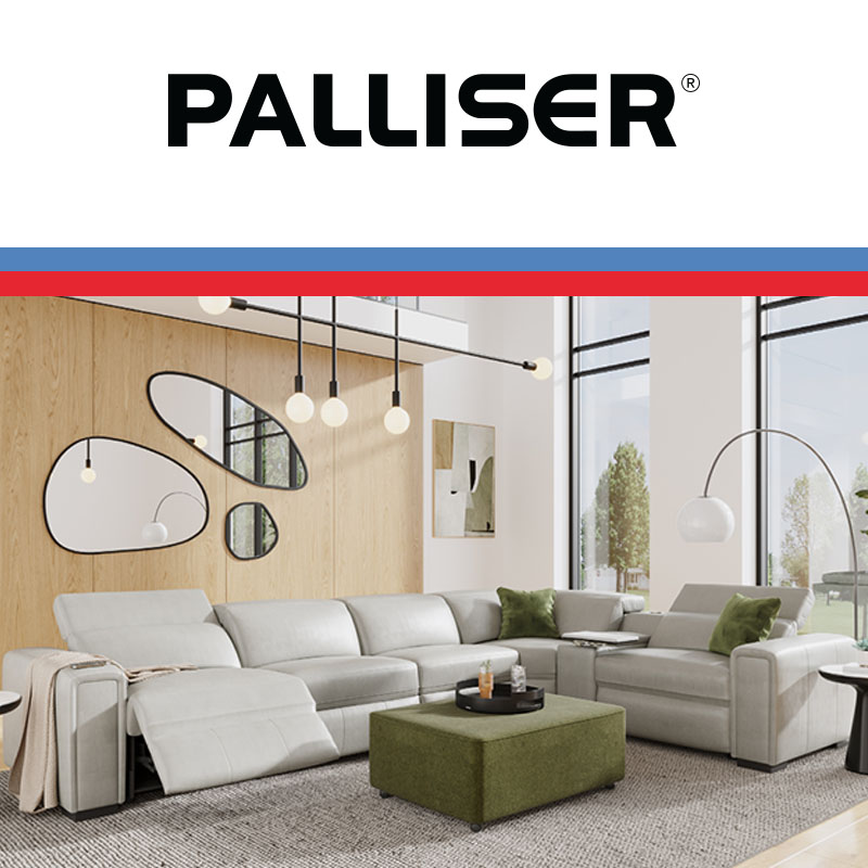 Palliser sectional with green pillows in Living Room
