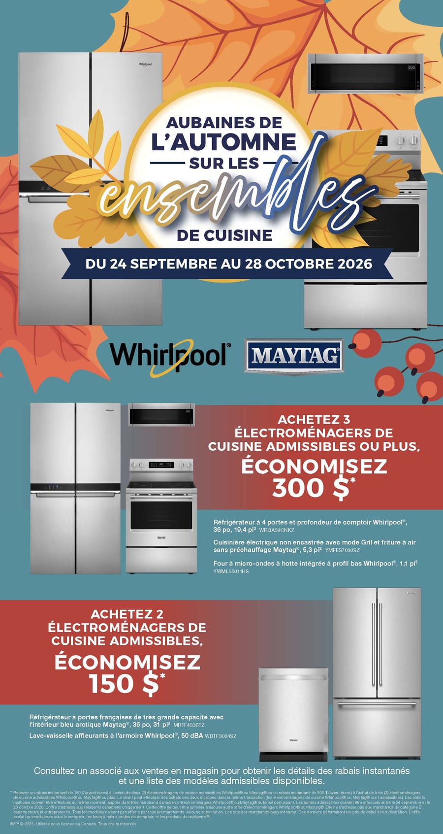Promotions Whirlpool. DU 24 Septembre Au 28 Octobre 2026. Page 1