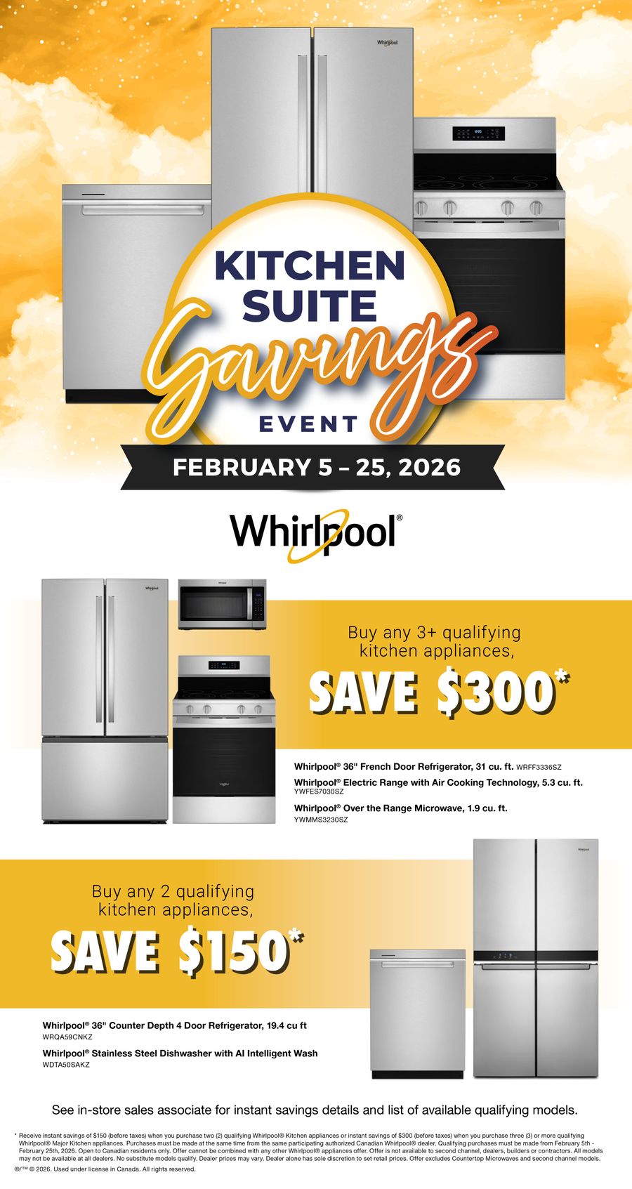 Kitchen Suite Savings Event February 5 - 25, 2026 Whirlpool