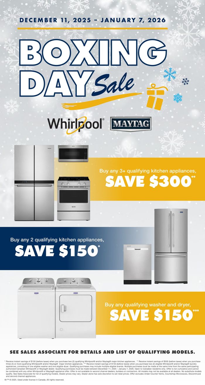 Boxing Day Sale Whirpool Save up to $300