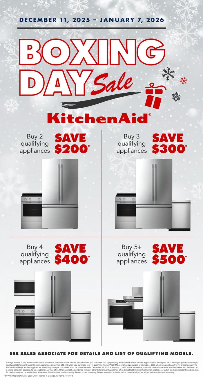 Boxing Day Sale KitchenAid Save up to $500