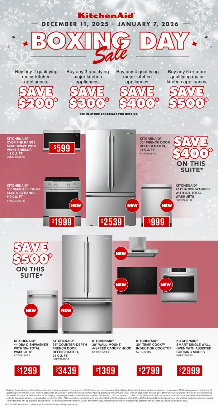 Boxing Day Sale KitchenAid Save up to $500