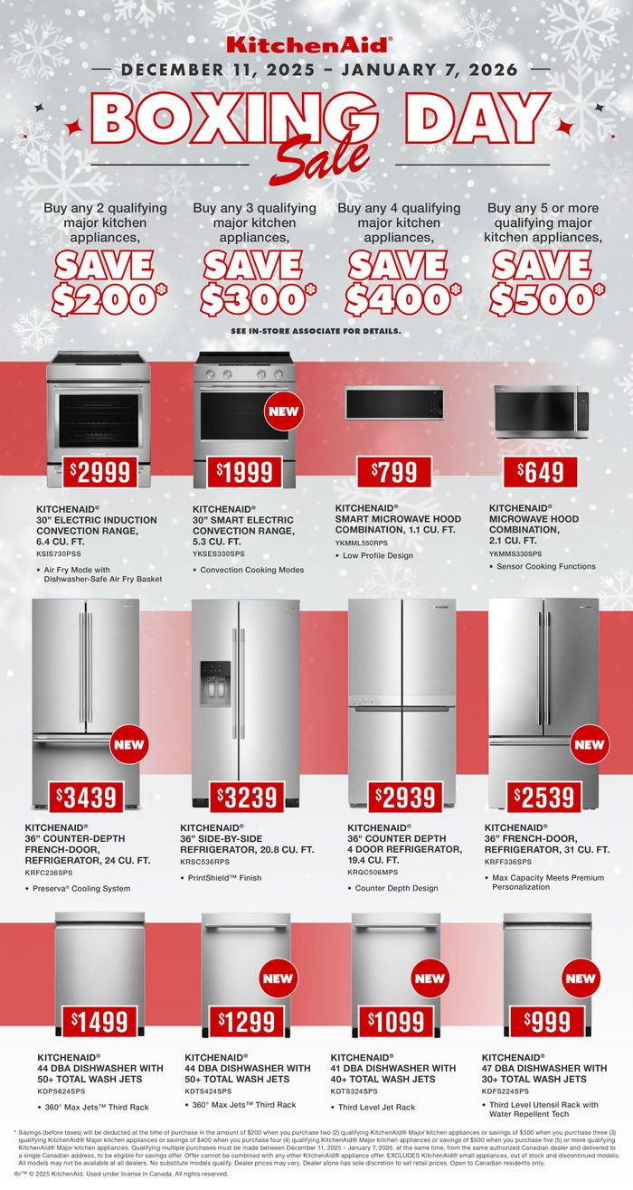 Boxing Day Sale KitchenAid Save up to $500