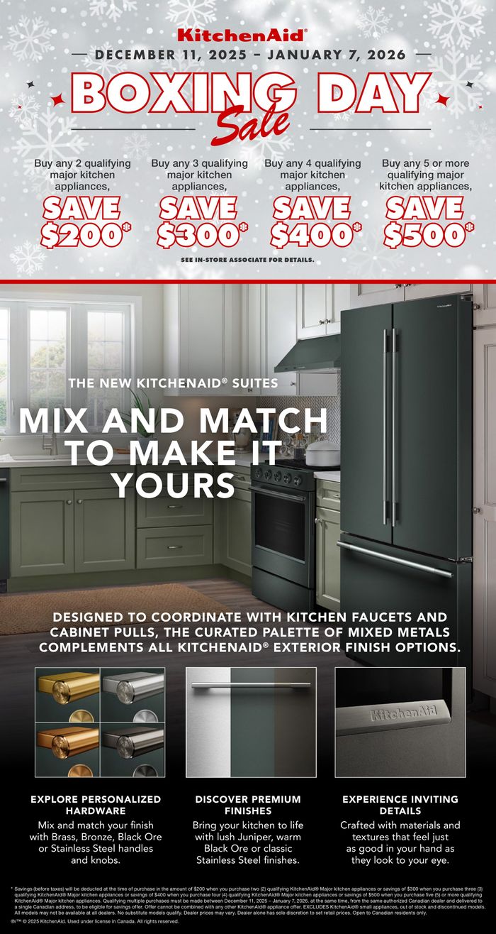 Boxing Day Sale KitchenAid Save up to $500