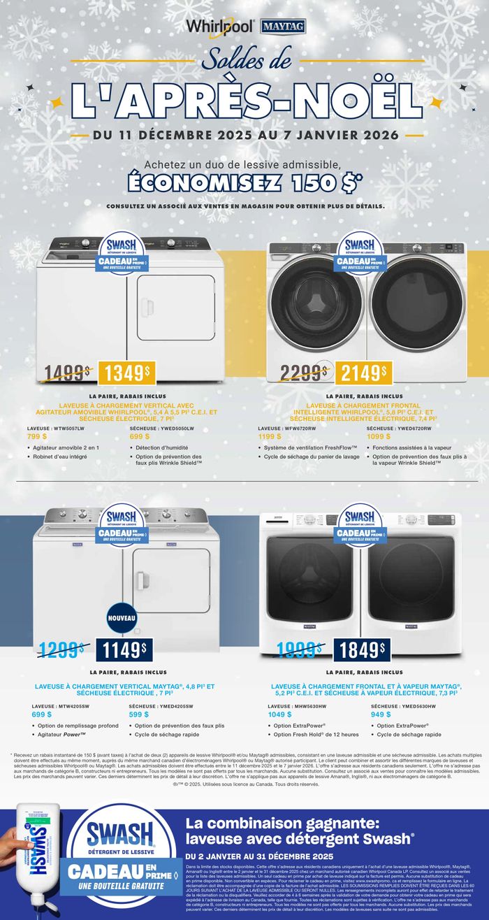 Whirlpool Maytag Soldes de L'APRÈS-NOEL