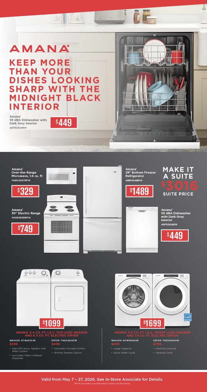 May Promotions. Save on Whirlpool, Maytag, KitchenAid, Everydrop, Affresh & Amana. May 7 - May 27, 2026. Page 10