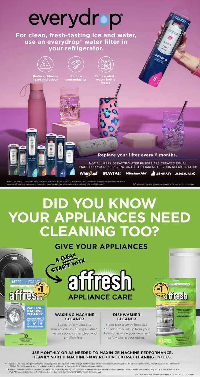 May Promotions. Save on Whirlpool, Maytag, KitchenAid, Everydrop, Affresh & Amana. May 7 - May 27, 2026. Page 11