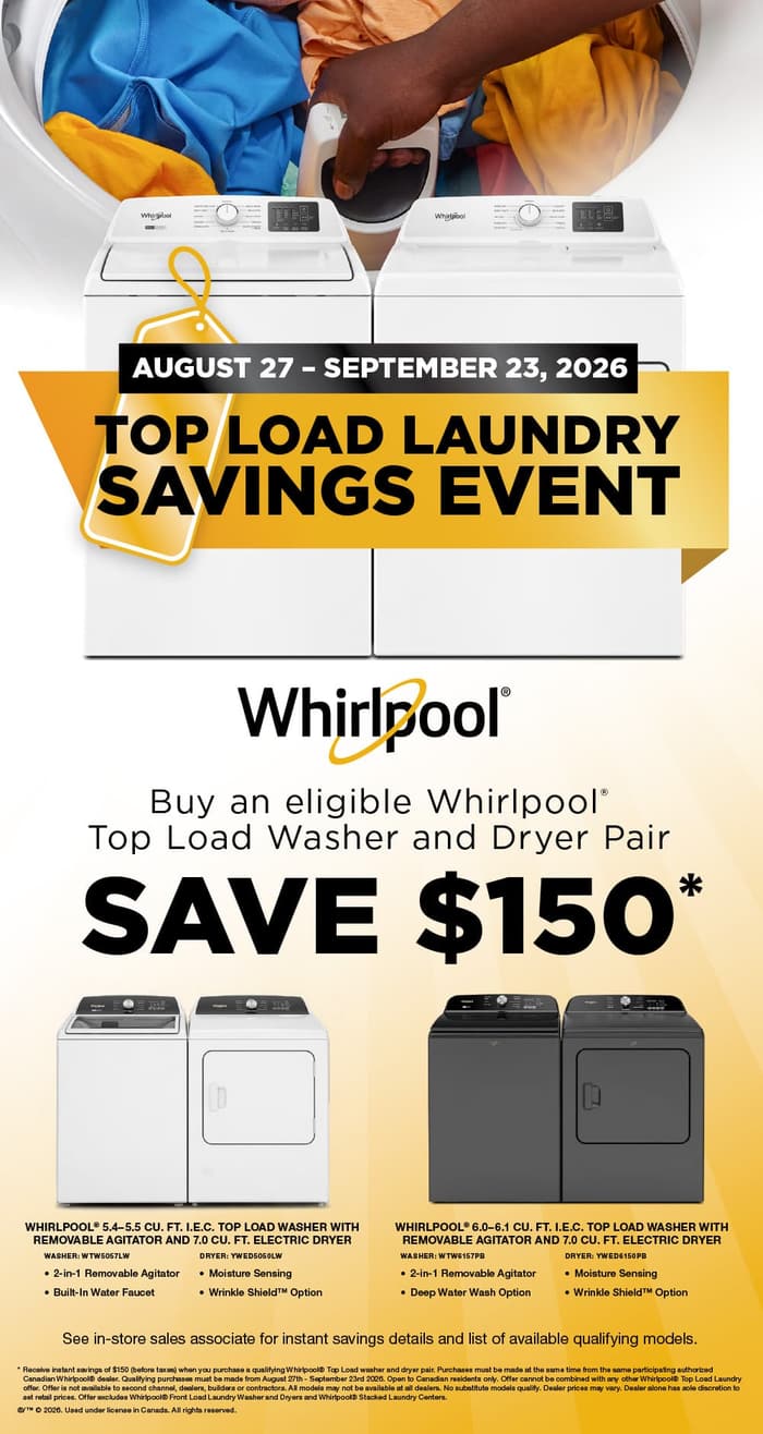 August/September Promotions. Save on Whirlpool, Maytag, KitchenAid, Everydrop, Affresh & Amana. August 27 - September 23, 2026. Page 1
