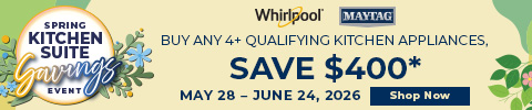 Whirlpool kitchen suite savings event save up to $400 with qualifying purchase