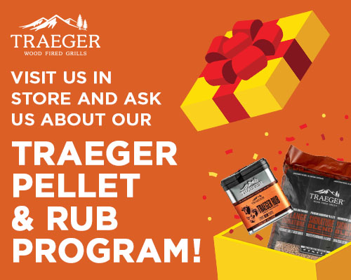Visit us in store and ask us about our Traeger Pellet & Rub Program!
