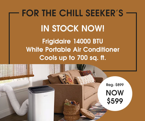 For the chill seekers - frigidaire white portable air conditioner - in stock now - Shop Now