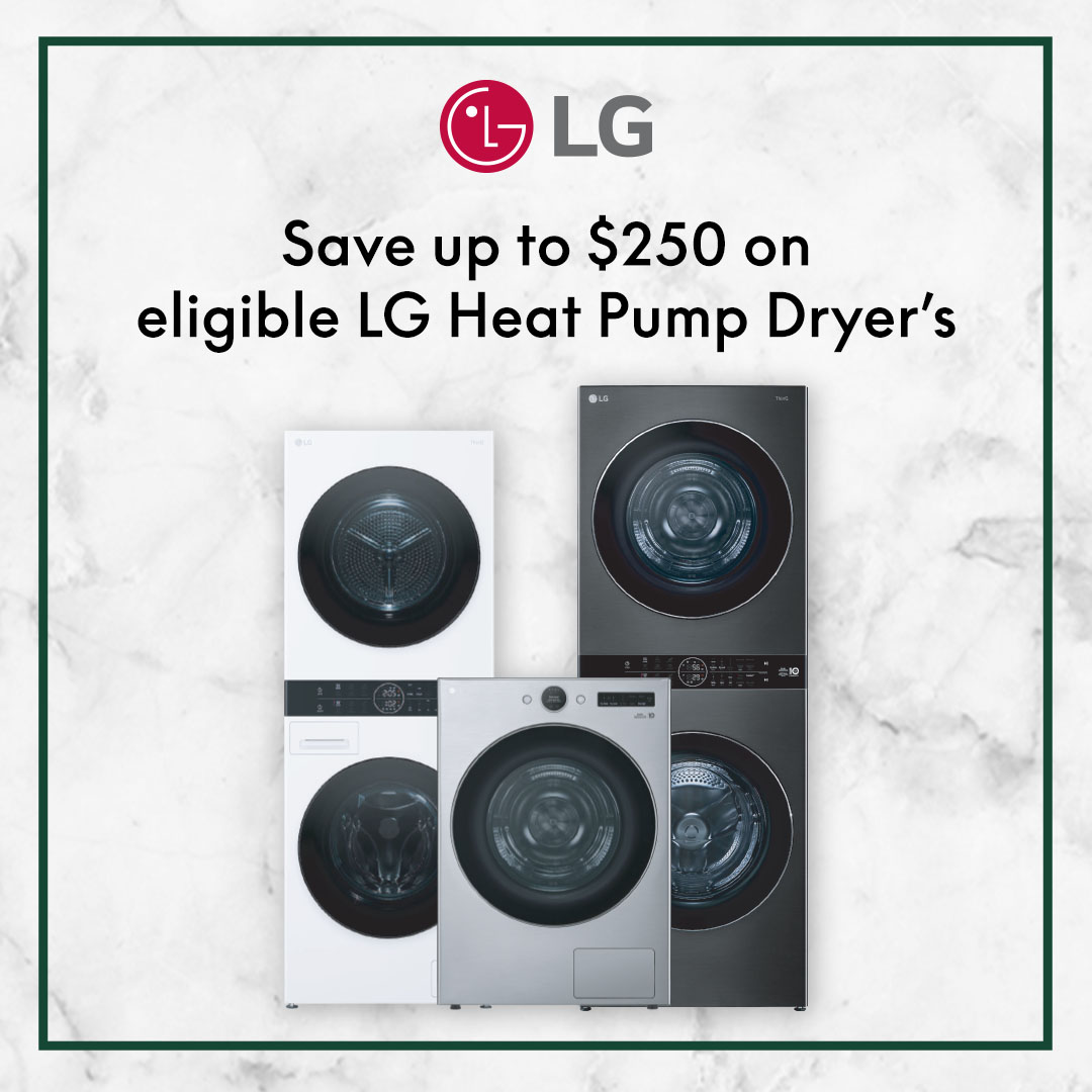 Save up to $250 when you buy an eligible LG Ventless Heat pump dryer - learn more