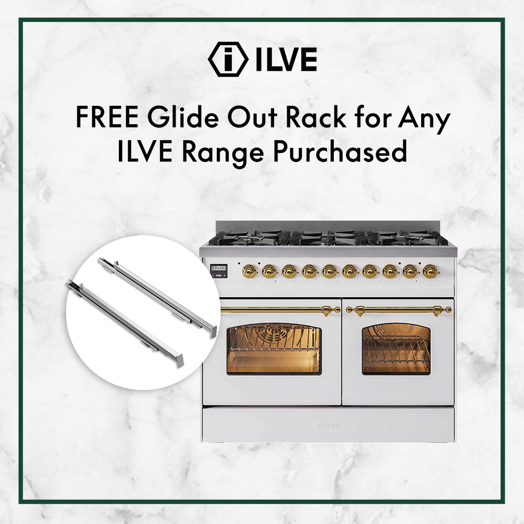 Free Glide out rack for any ILVE range purchased