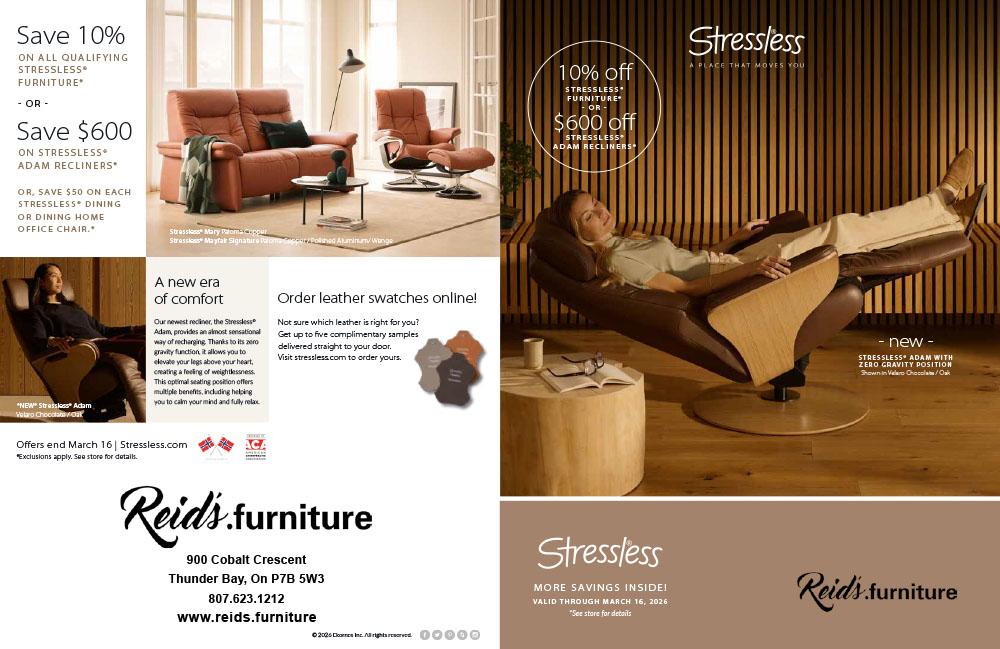 Stressless Furniture - save 10% on all qualifying stressless furniture or save $600 on stressless adam recliners