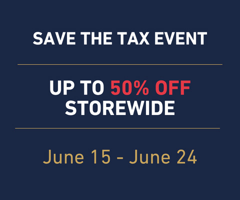 Save the tax event. Up to 50% off storewide June 15 - June 24