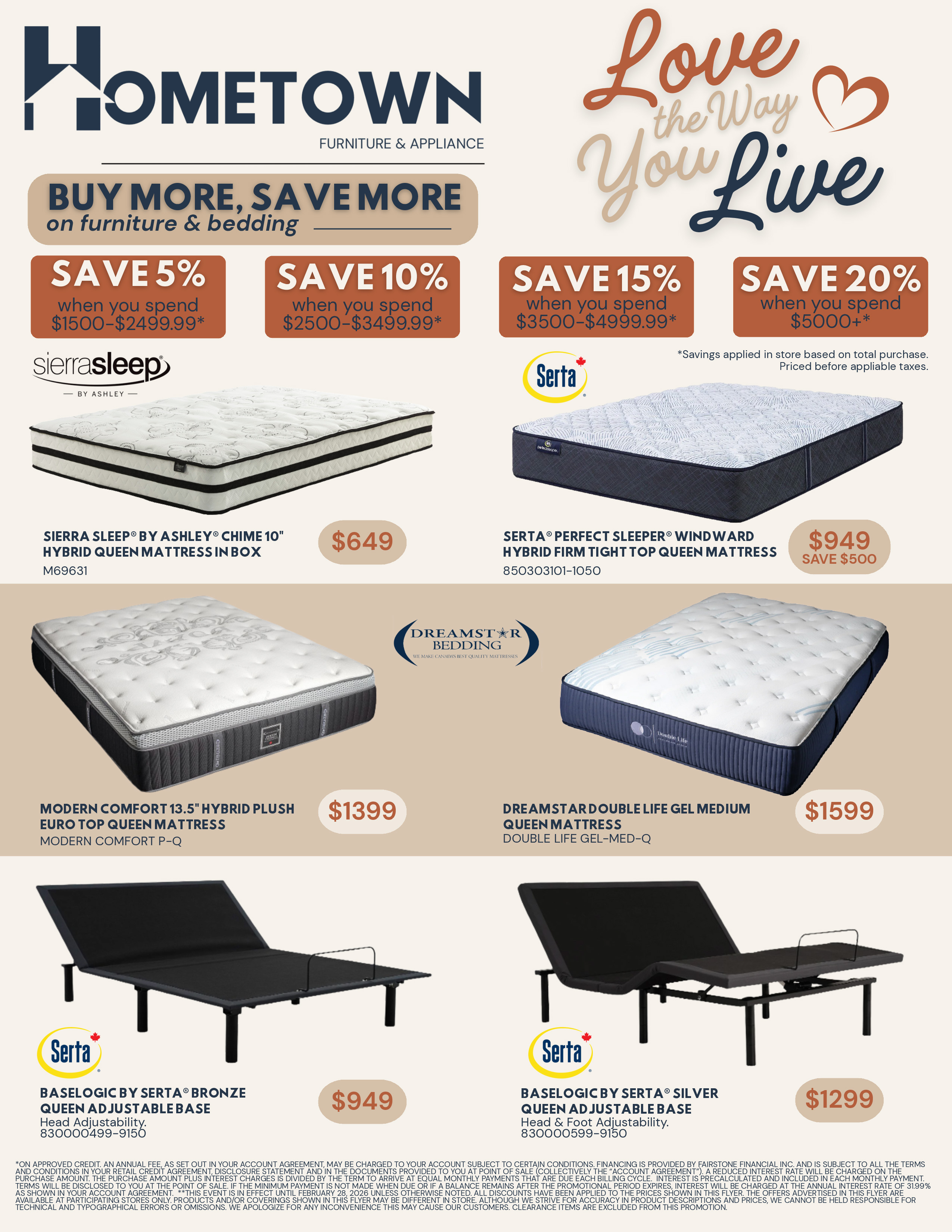 Love the Way You Live - February 12 - 28, 2026 - Buy More, Save More on Furniture & Bedding - Save up to 20%