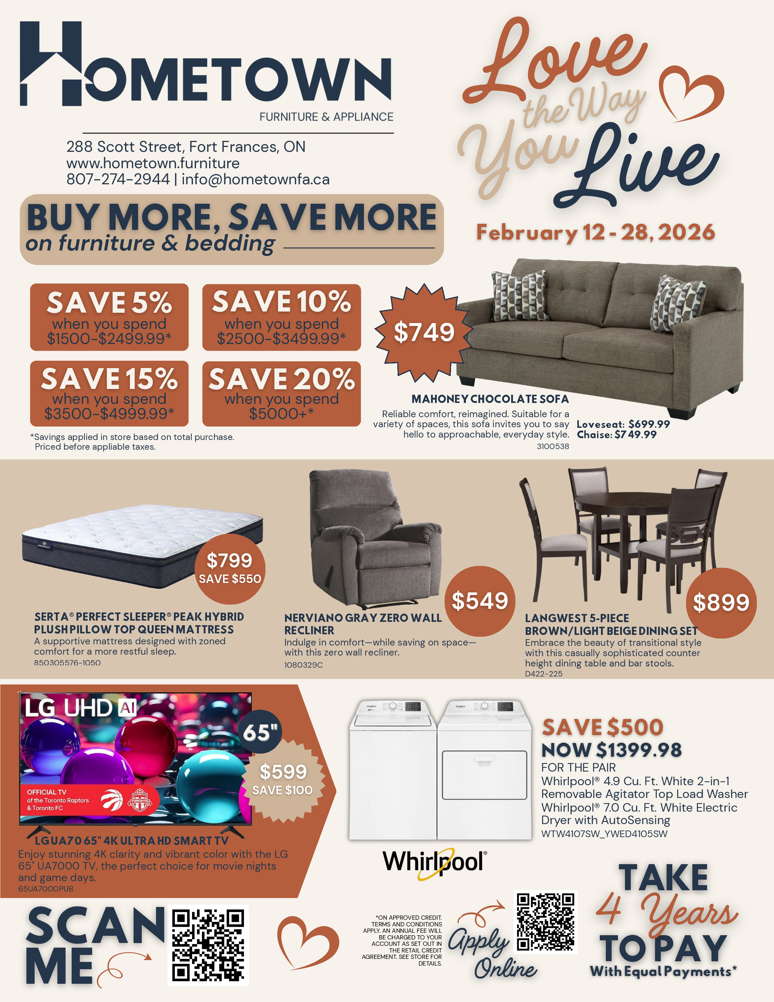 Love the Way You Live - February 12 - 28, 2026 - Buy More, Save More on Furniture & Bedding - Save up to 20%