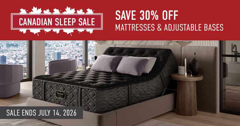 Canadian Sleep Sale. Save 30% Off mattresses & adjustable bases. Sale ends July 14, 2026.