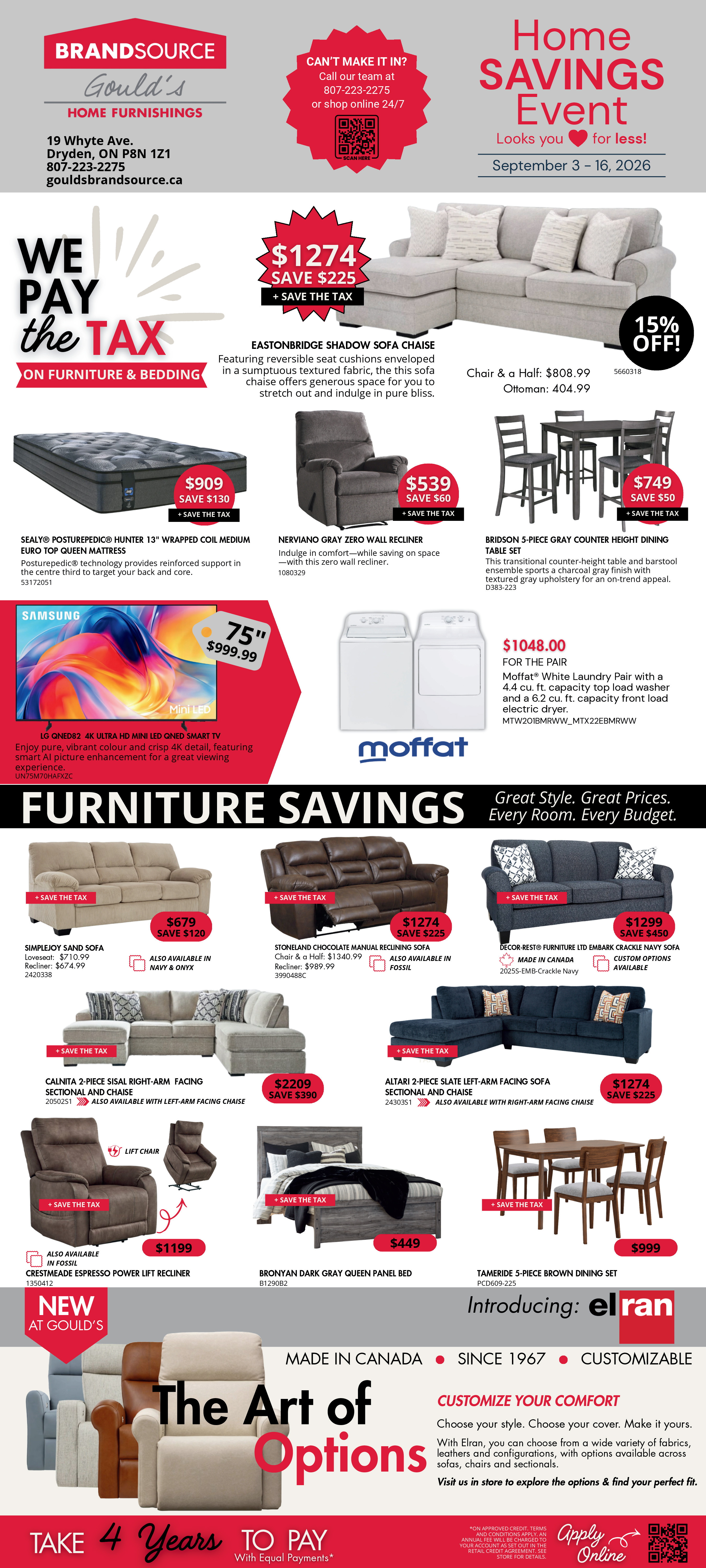 Home Savings Event - We Pay the Tax on Furniture & Bedding