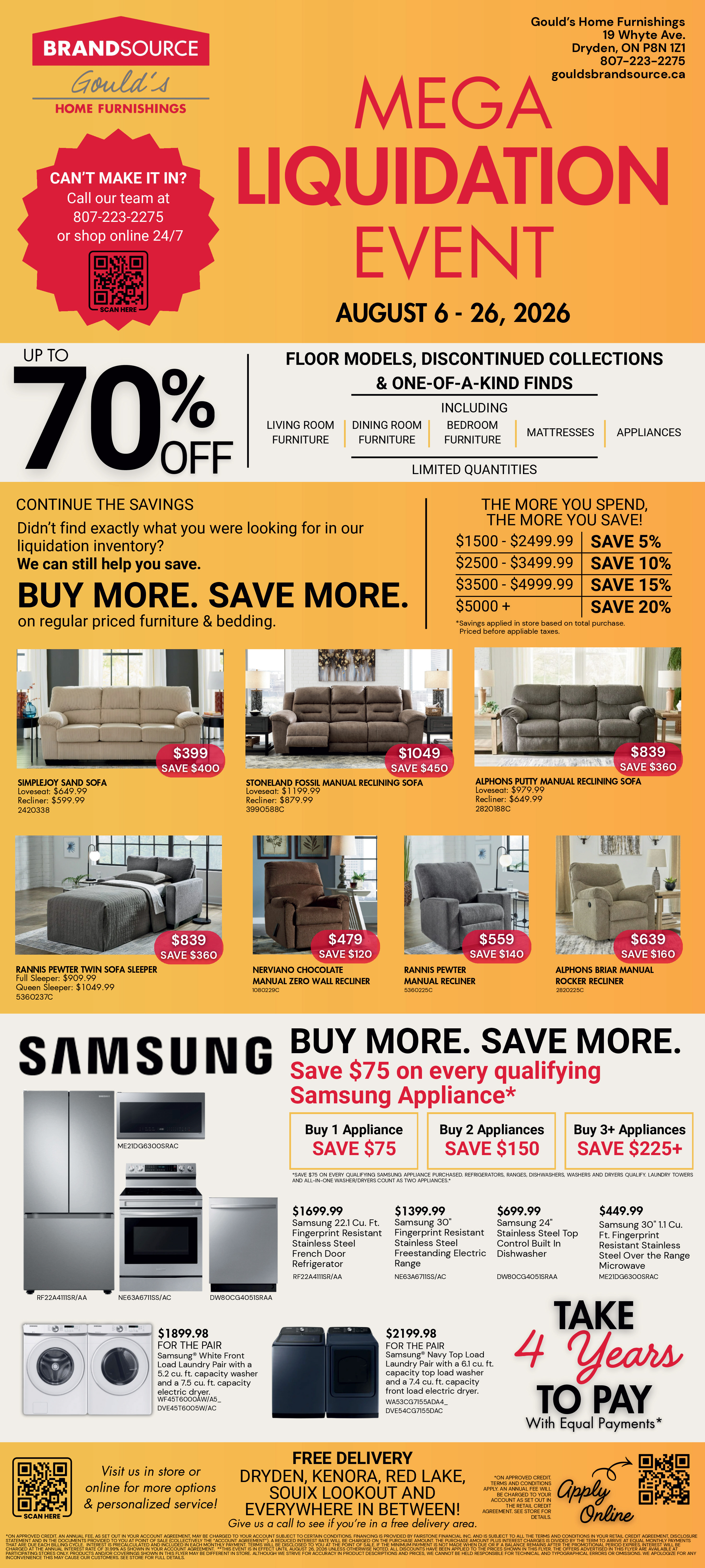 Mega Liquidation Event - August 6 - 26, 2026 - up to 70% Off floor models, discontinued collections and one-of-a-kind finds