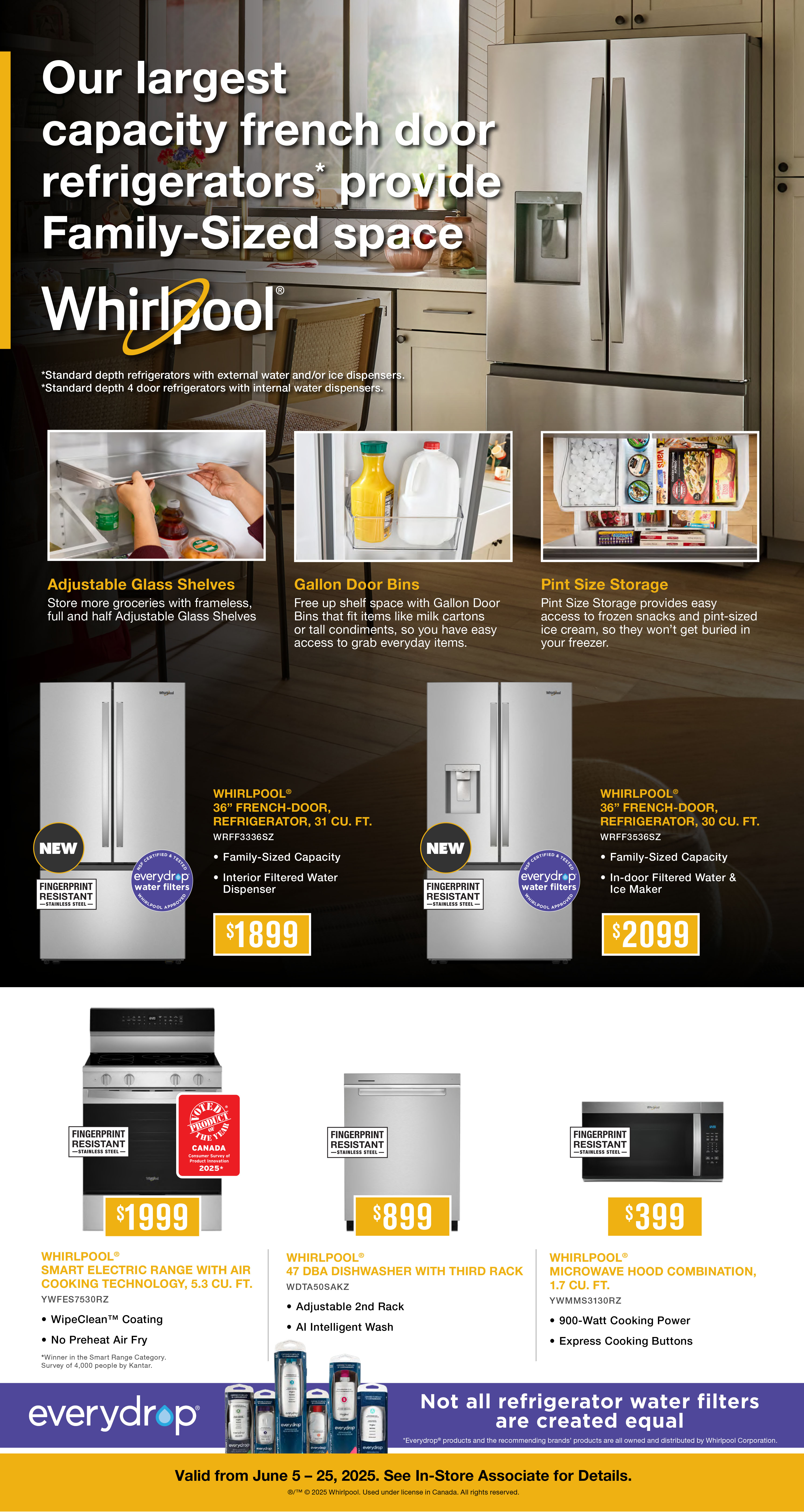 Whirlpool - Our largest capacity french door refrigerators* provide Family-Sized space. Whirlpool & Maytag Kitchen Suite Savings Event. Maytag Make the cold look cooler with the all-new arctic blue interior. And more!