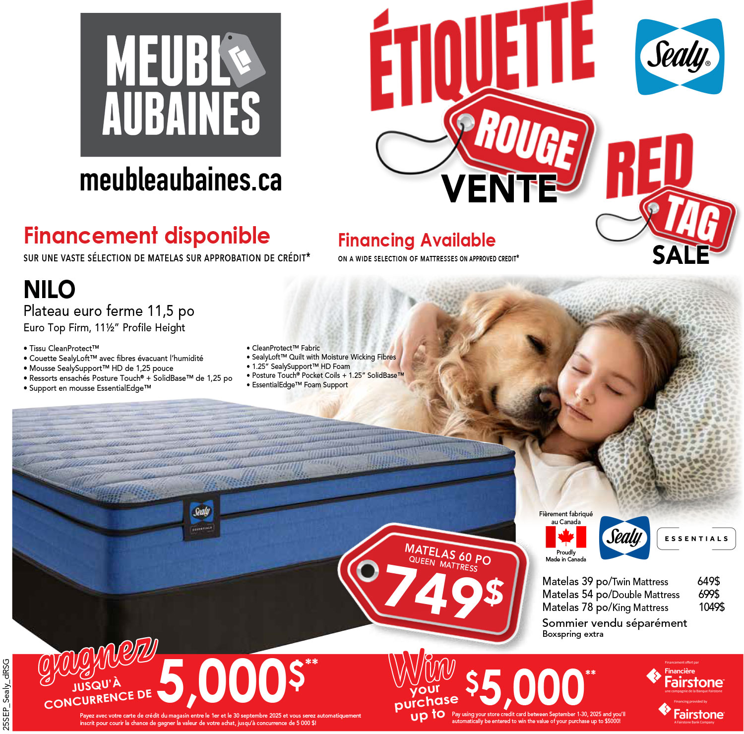 Sealy. étiquette rouge - red tag