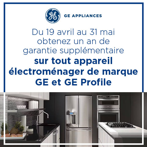 Du 19 avril au 31 mai obtenez un an de garantie supplémentaire sur tout appareil électroménager de marque GE et GE Profile