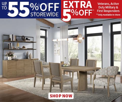Up to 55% off storewide. Extra 5% off in-store for veterans, active duty military and first responders. - Shop Now