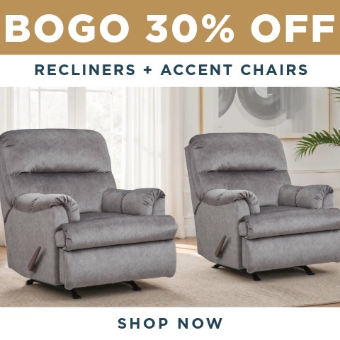 BOGO 30% Off Recliners & Accent Chairs - Shop Now