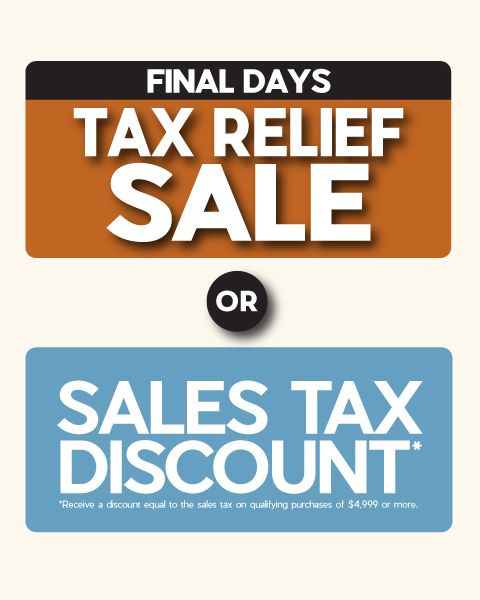 Final Days tax relief sale. Sales Tax discount. 