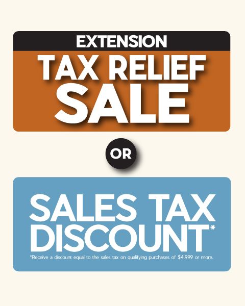 Extension Days tax relief sale. Sales Tax discount.