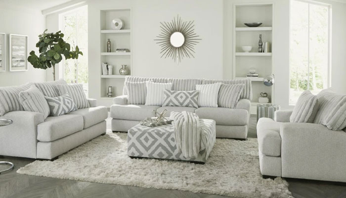 Light Gray Stationary Living Room Set
