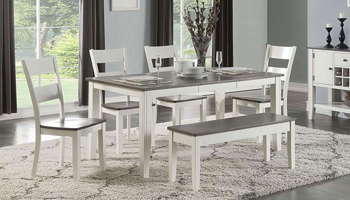 2 Tone white and brown dining room set
