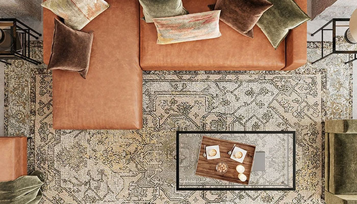 Rug and Sectional from above