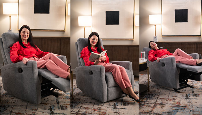 Woman reclining in chair