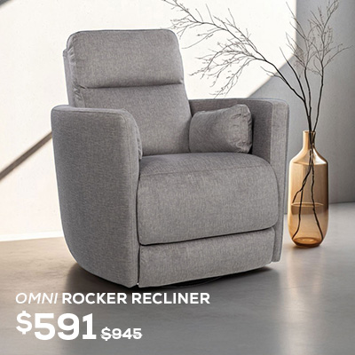 Omni Recliner was $945, now on sale for $591. Click to Shop Now
