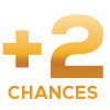 Graphic showing a plus 2 chance bonus icon