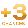 Graphic showing a plus 3 chance bonus icon