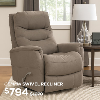 Gemma Swivel Recliner. was $1,270, now on sale for $794. Click to Shop Now