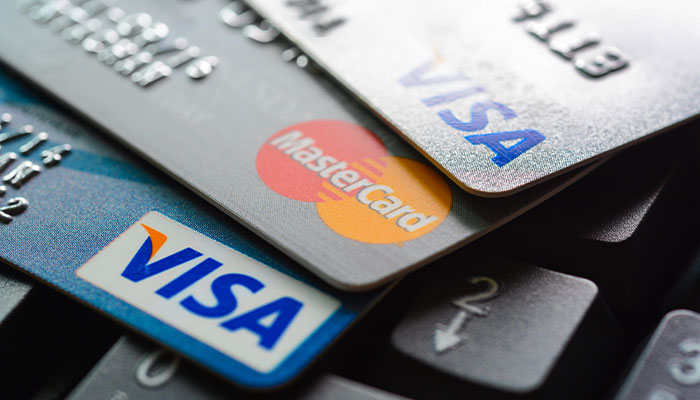 Pile of credit and debit cards