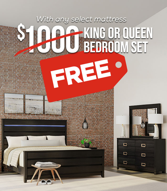 with any select mattress king or queen bedroom set free