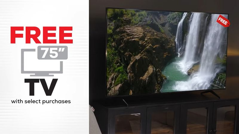 Free 75-inch LED HDTV with select Furniture Group Purchases at Bob Mills Furniture - Click to Watch Video