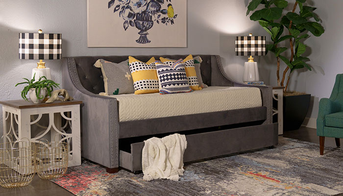 Gray twin daybed with trundle