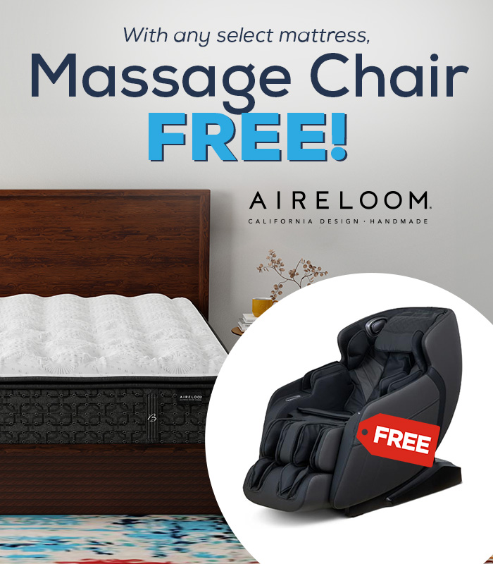 With any select mattress, Aireloom Massage Chair Free! - Shop Now