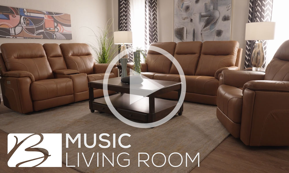 Music Almond Power Leather Theater Sofa | Bob Mills Furniture