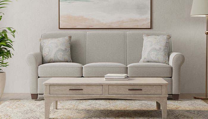 Cream living room sofa