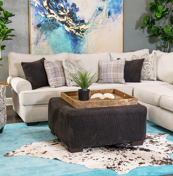 Athens sectional couch in a living room