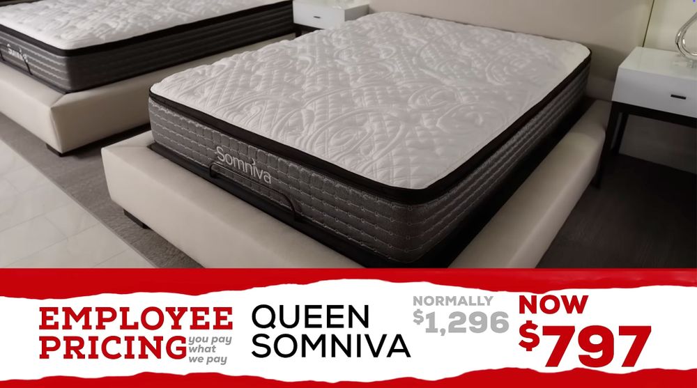Get Employee Pricing on All Mattress Sizes & Types at Bob Mills Furniture - Click to Watch Video