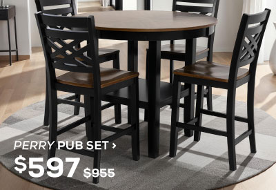 Perry Pub Set. Was $955, Now On Sale For $597. Click to Shop Now